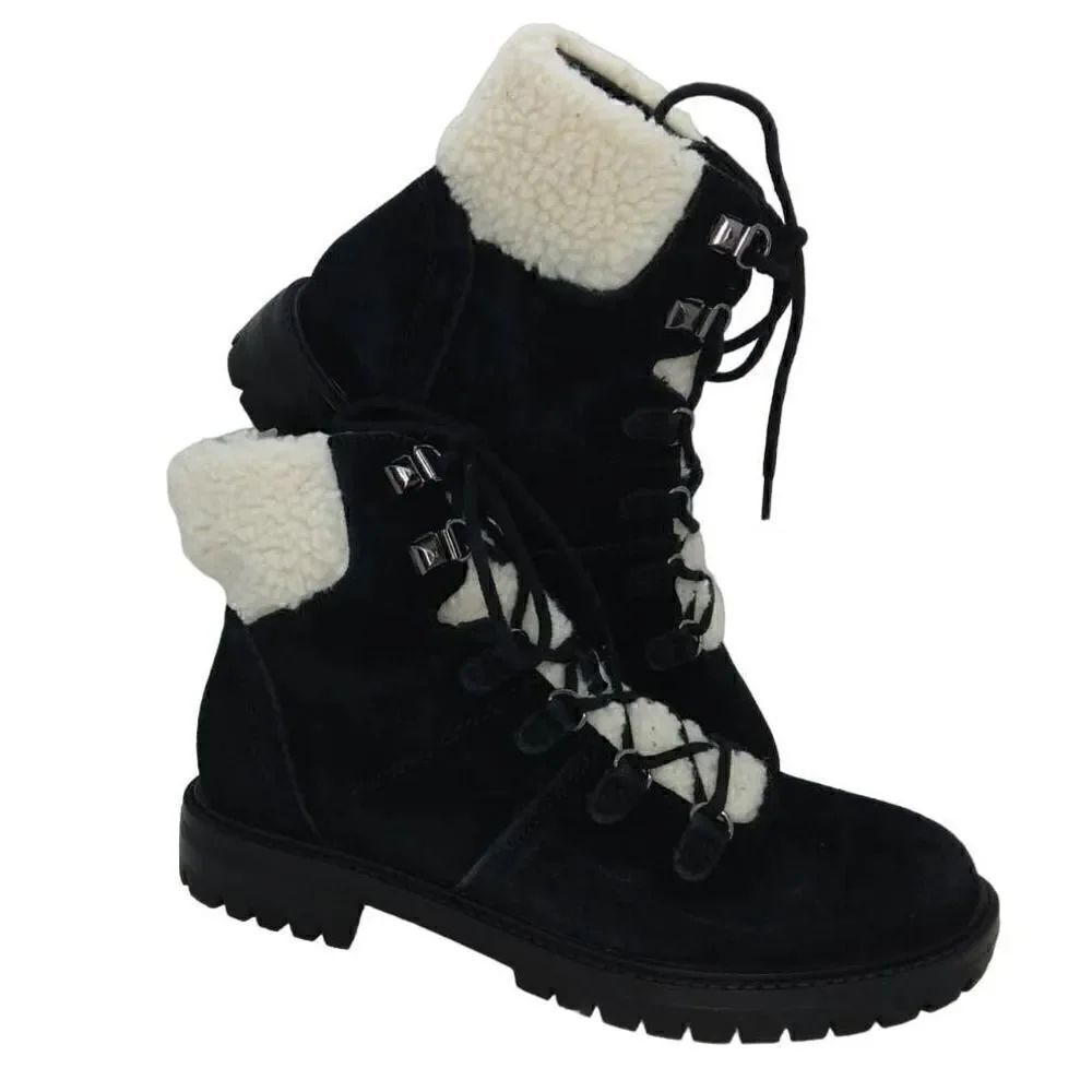 Marc Fisher Women's Designer Leather/Suede Faux Fur Winter Boots - sz. 8 1/2M